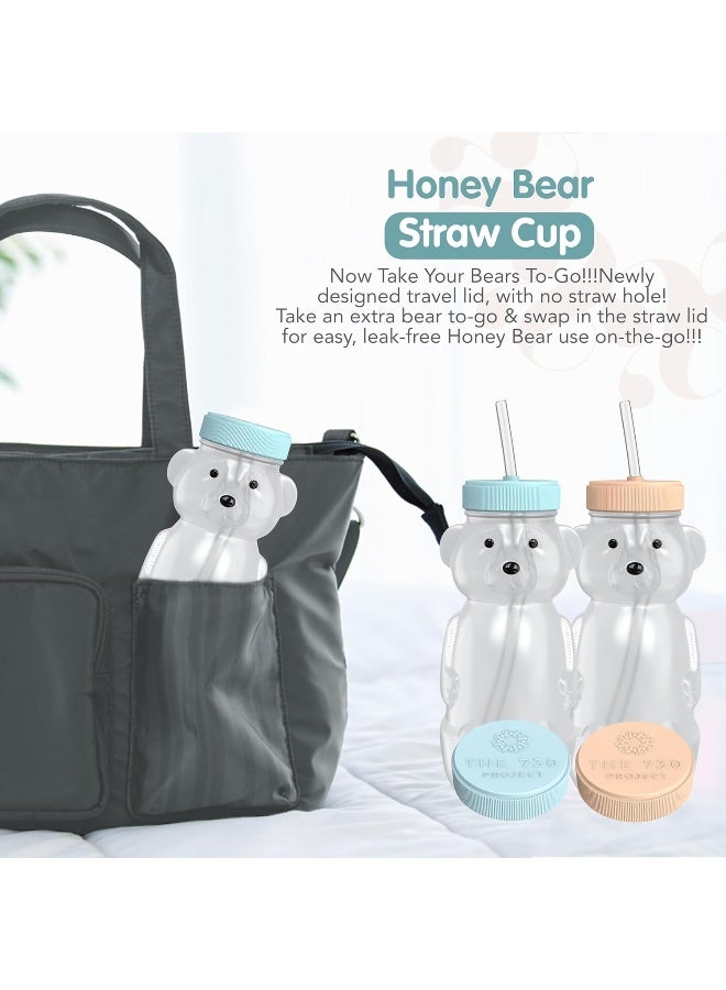 The 730 Project Honey Bear Straw Cup for Babies, 8oz Honey Bear Cup with Travel Lid, 2-Pack Therapy Learning Honeybear Straw Cup - Image 2